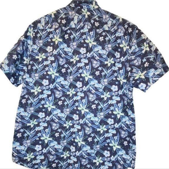 Men's DF Blue Hawaiin Floral Button Down Shirt sz Medium - Picture 5 of 6